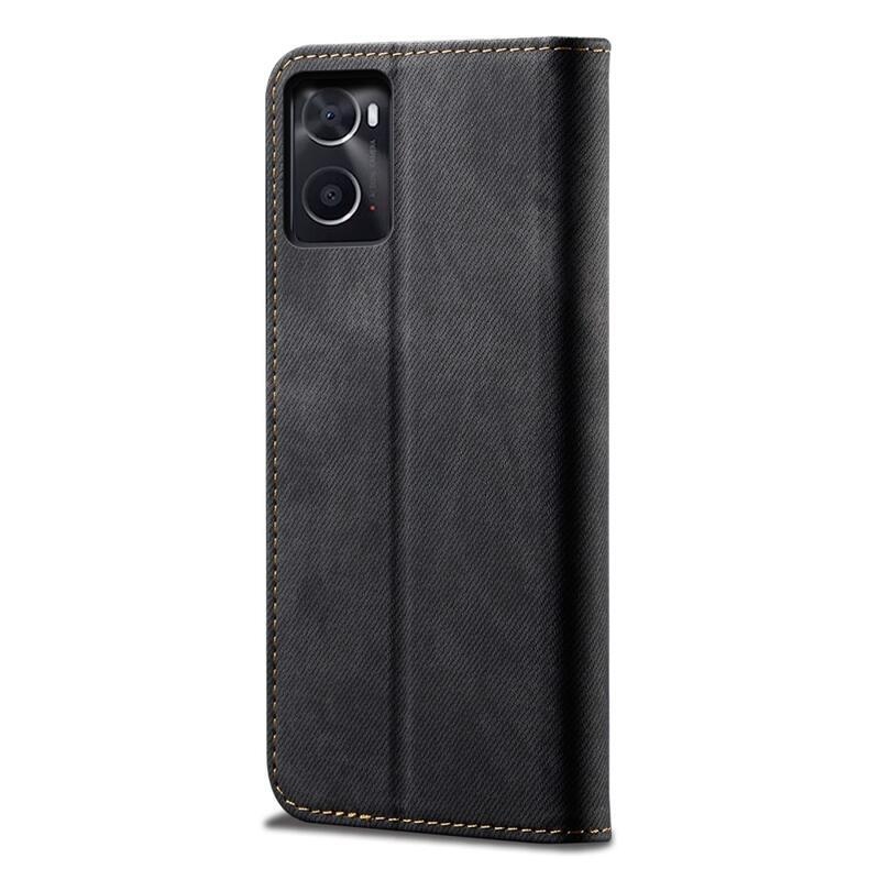 Jeans PU kožené peněženkové pouzdro na mobil Realme 9i - černé