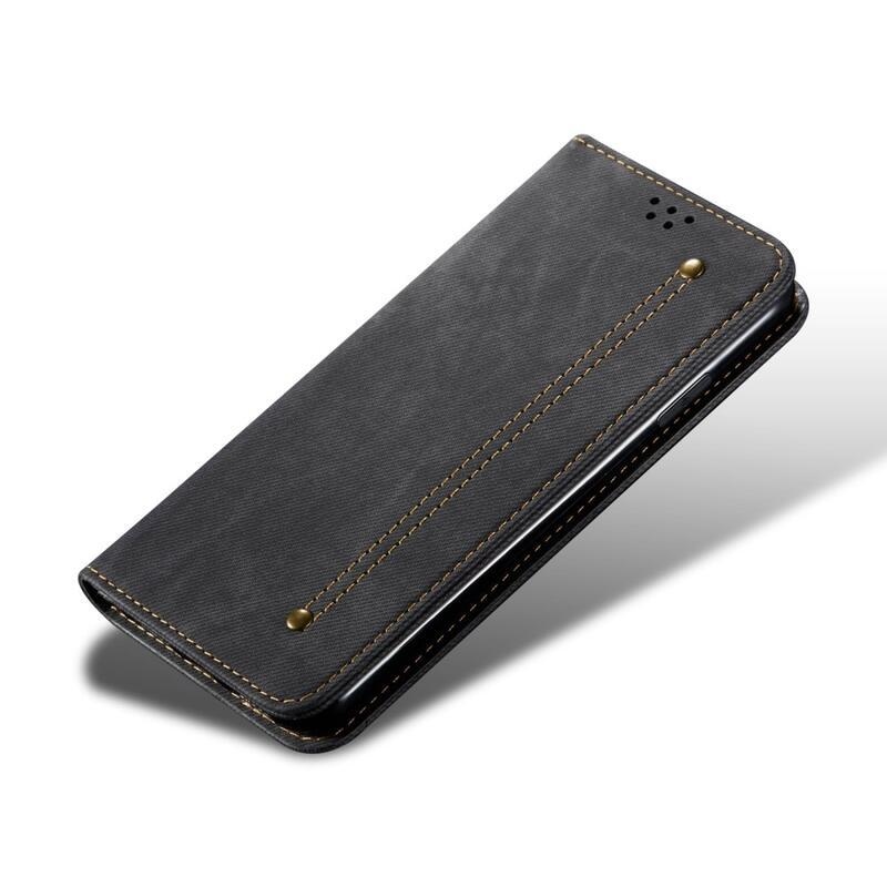 Jeans PU kožené peněženkové pouzdro na mobil Realme 9i - černé