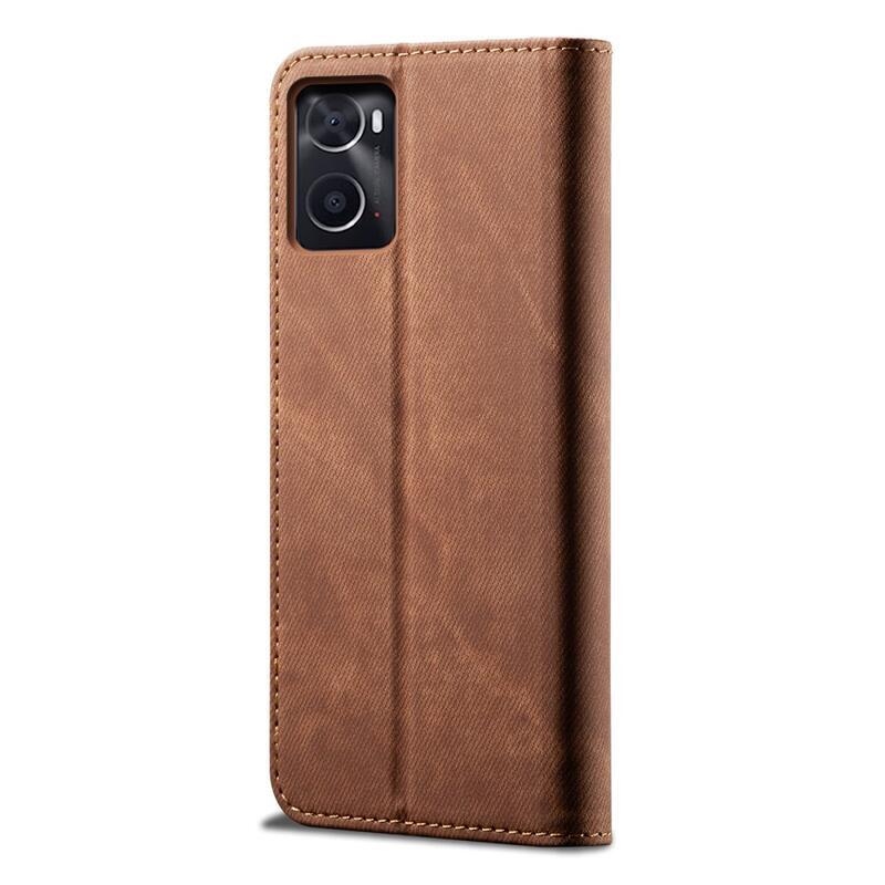 Jeans PU kožené peněženkové pouzdro na mobil Realme 9i - kávové