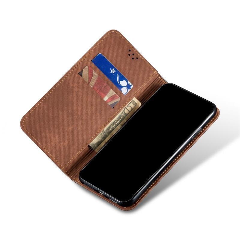Jeans PU kožené peněženkové pouzdro na mobil Realme 9i - kávové