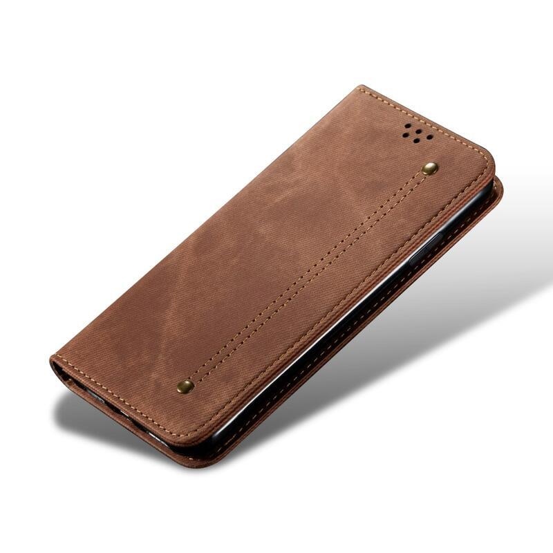 Jeans PU kožené peněženkové pouzdro na mobil Realme 9i - kávové