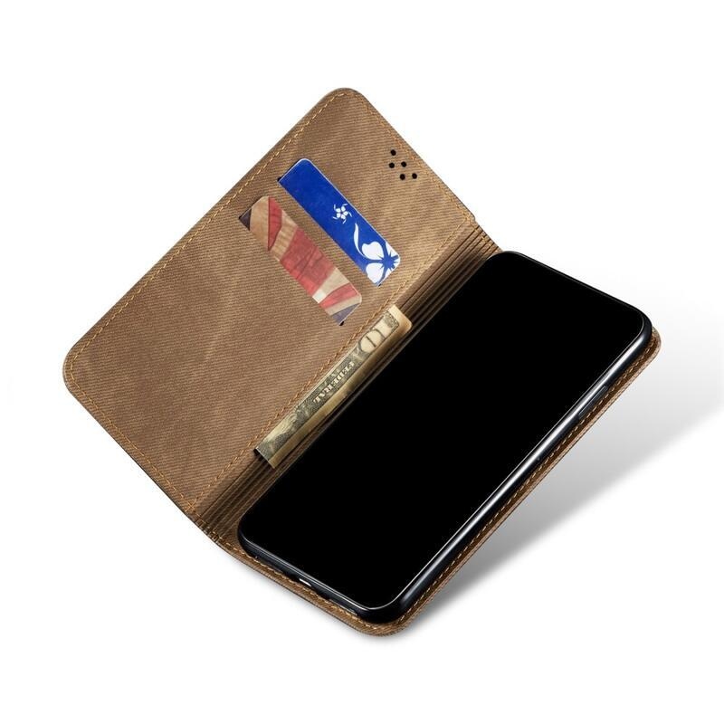 Jeans PU kožené peněženkové pouzdro na mobil Realme 9i - khaki