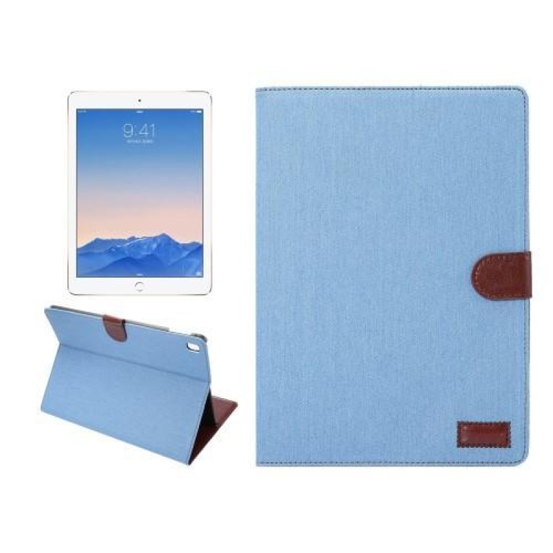 Jeans textilní/PU kožené poudzro na iPad Pro 9.7 - světlemodré