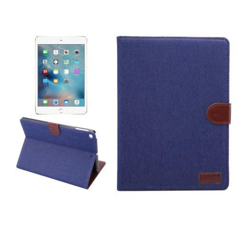 Jeans textilní/PU kožené pouzdro na iPad Air 2 - tmavěmodré