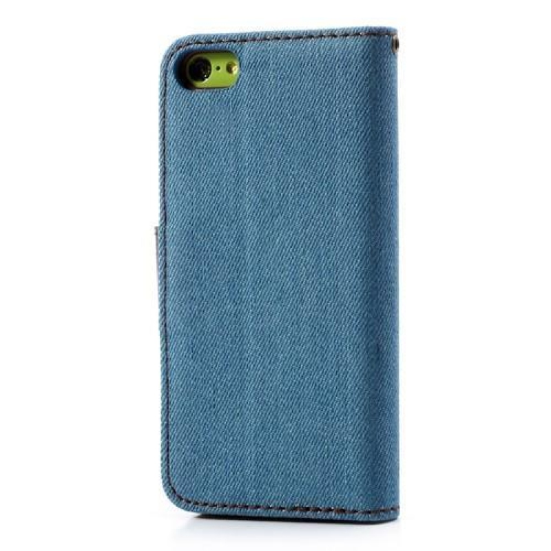 Jeansy textilní/PU kožené pouzdro na iPhone 5C - světlemodré
