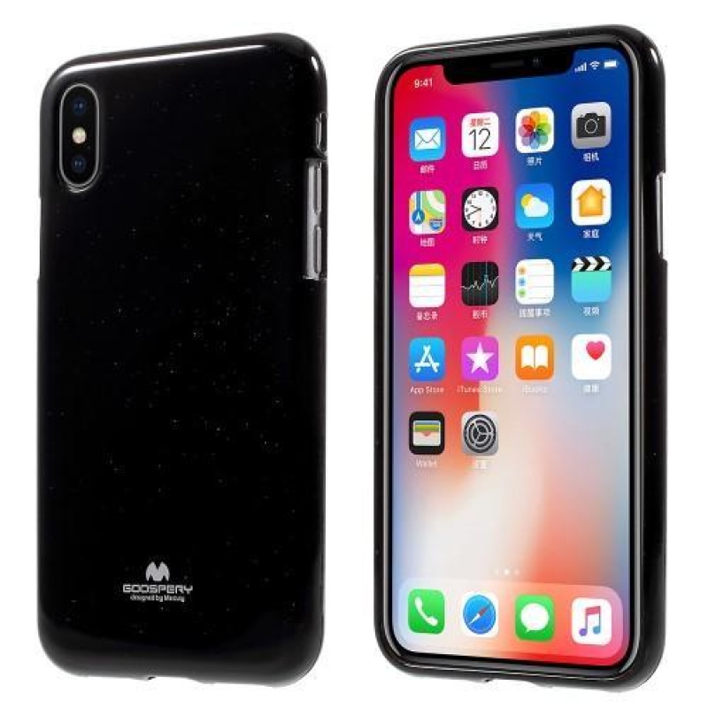 Jelly lesklý gelový obal na iPhone X - černý