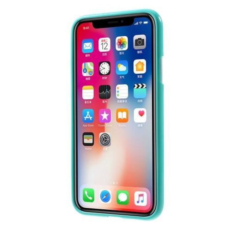 Jelly lesklý gelový obal na iPhone X - cyan