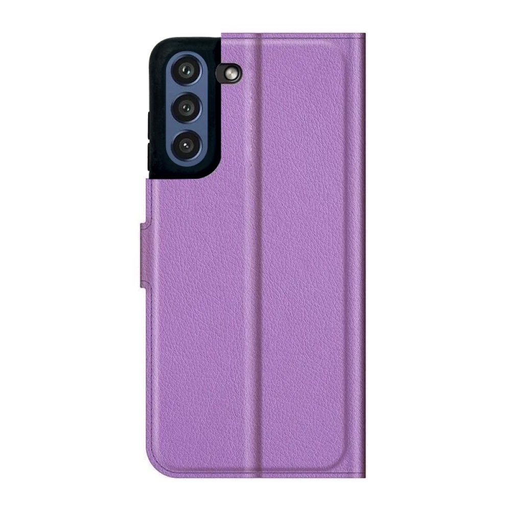 Litchi PU kožené peněženkové pouzdro na mobil Samsung Galaxy S21 FE 5G - fialové