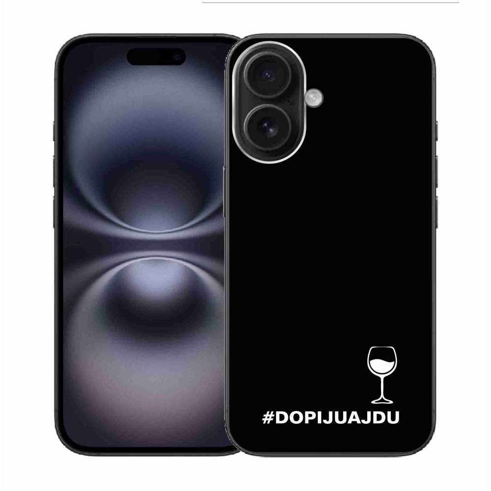 Gelový kryt mmCase na iPhone 16 - vinný motiv černé pozadí