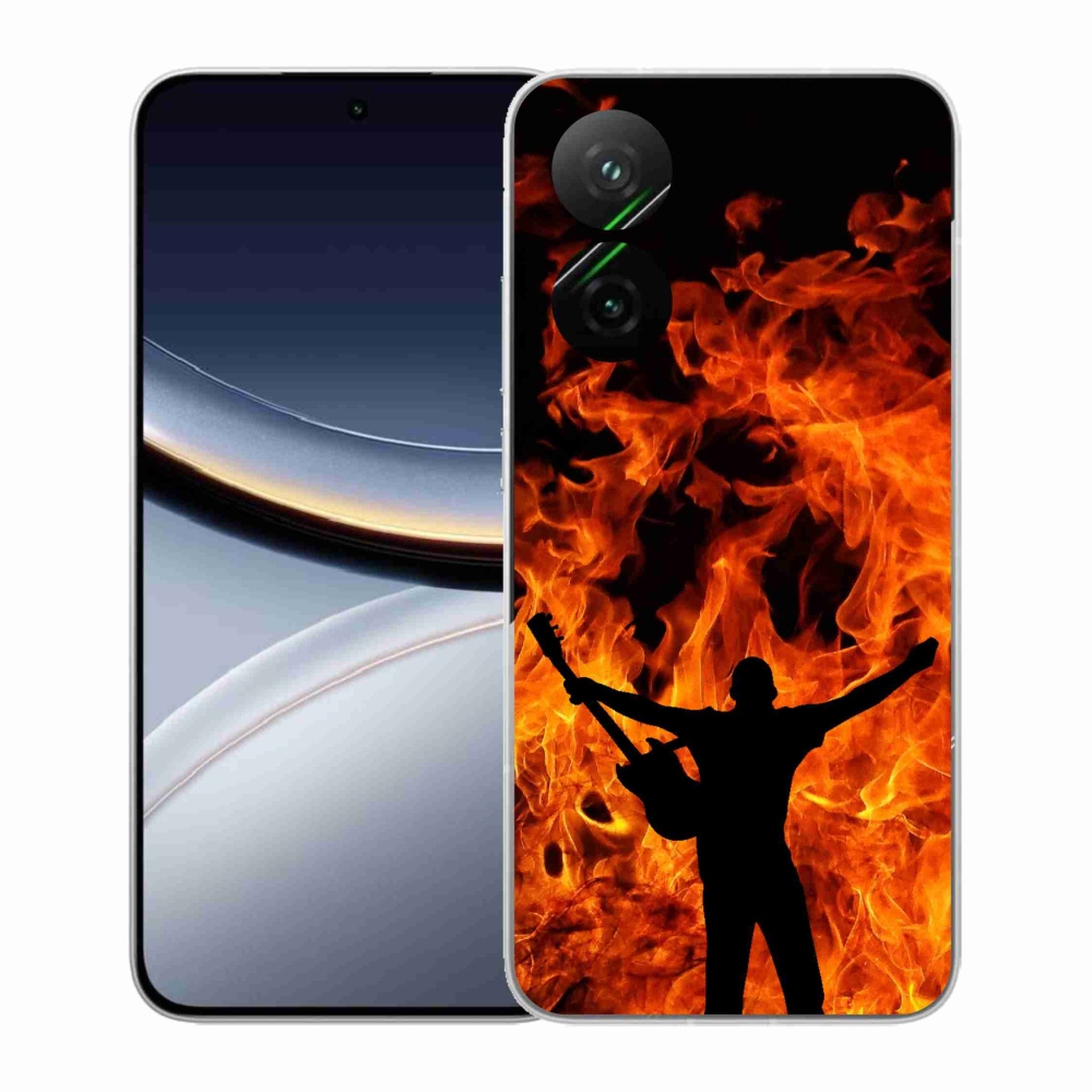 Gelový kryt mmCase na Xiaomi Poco F7 5G - muzikant a oheň