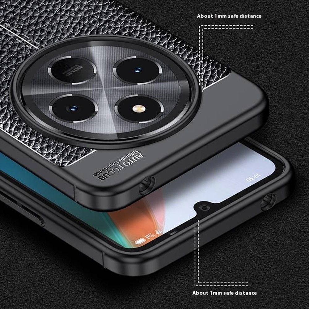 Litchi odolný gelový obal na Xiaomi Redmi 14C/Poco C75 - černý