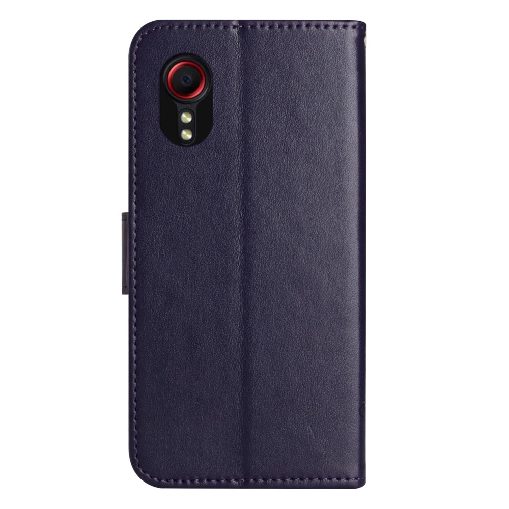 Flower knížkové pouzdro na Samsung Galaxy Xcover 7 - tmavěfialové