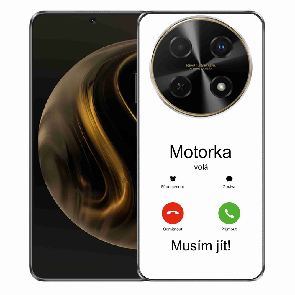 Gelový kryt mmCase na Huawei Nova 12i - motorka volá bílé pozadí