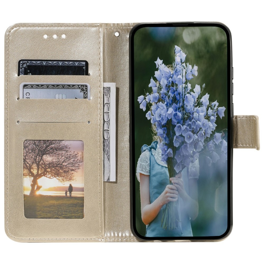 Mandala knížkové pouzdro na Xiaomi Redmi Note 14 5G - zlaté