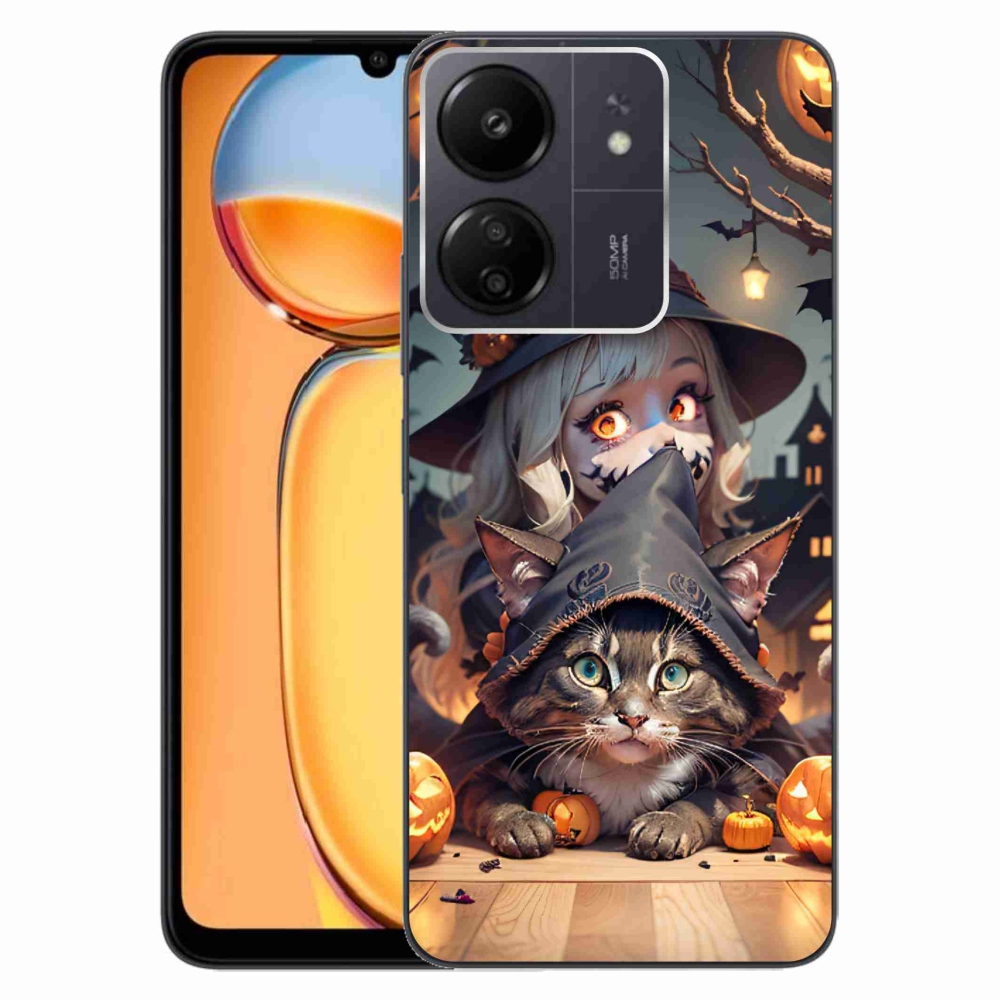 Gelový kryt mmCase na Xiaomi Poco C65/Redmi 13C - čarodějnice s kočkou