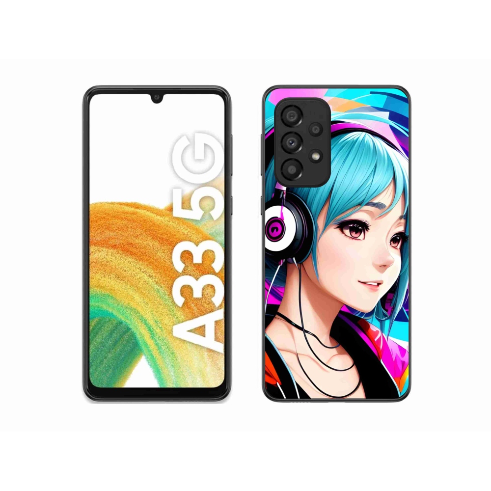 Gelový kryt mmCase na Samsung Galaxy A33 5G - dívka se sluchátky
