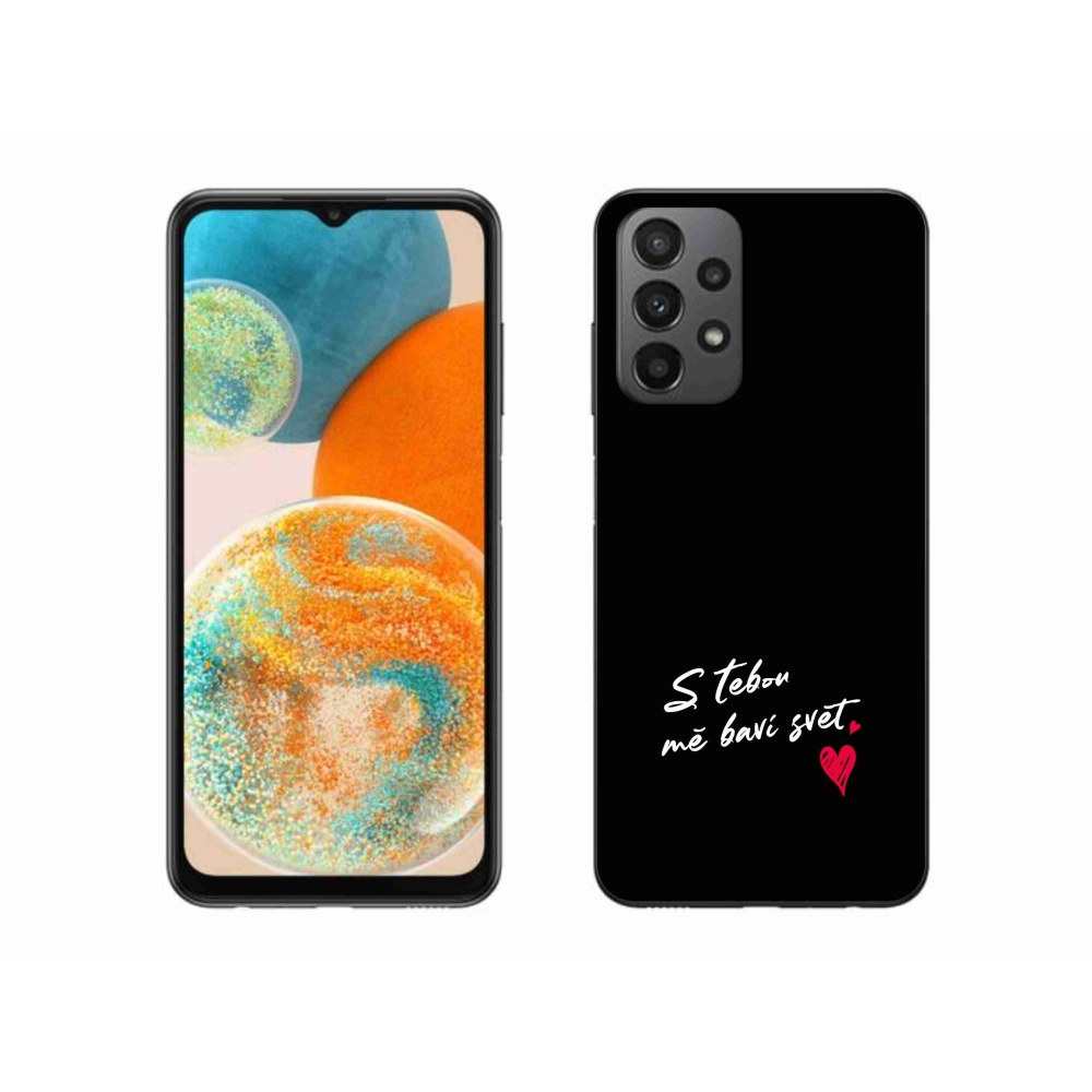 Gelový kryt mmCase na Samsung Galaxy A23 4G/5G - zamilovaný text 1 černé pozadí