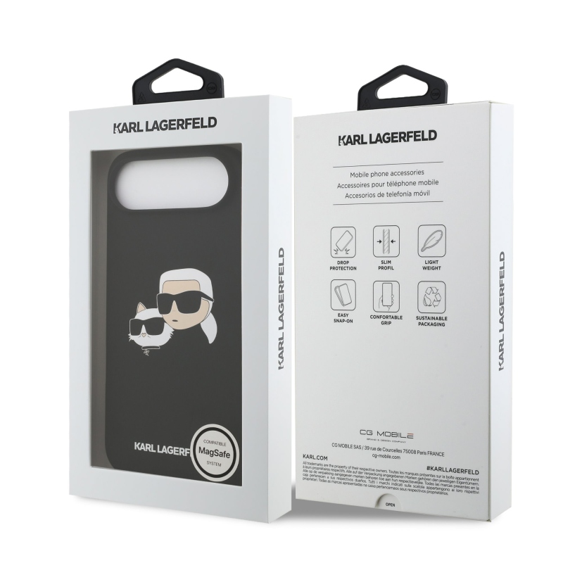 Karl Lagerfeld Liquid Silicone Double Heads MagSafe Zadní Kryt pro iPhone 17 Air Black