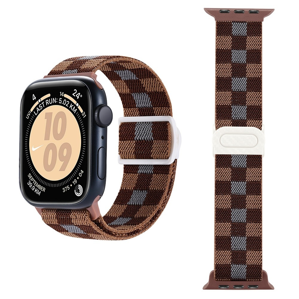 Gradient nylonový řemínek na Apple Watch Ultra/Ultra 2 49mm/SE/SE 2022/2023 44mm/9/8/7 45mm/6/5/4 44mm/3/2/1 42 mm - hnědé kostičky