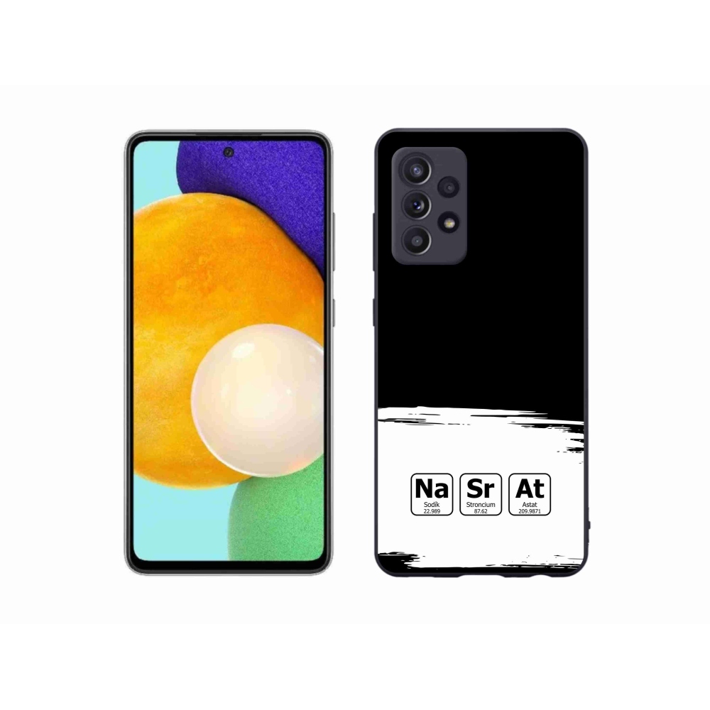 Gelový kryt mmCase na Samsung Galaxy A52s 5G - chemické prvky bíločerné pozadí