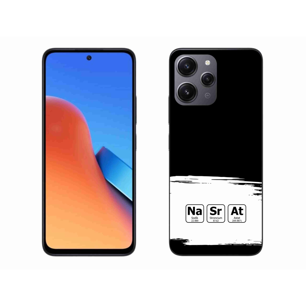 Gelový kryt mmCase na Xiaomi Redmi 12 - chemické prvky bíločerné pozadí
