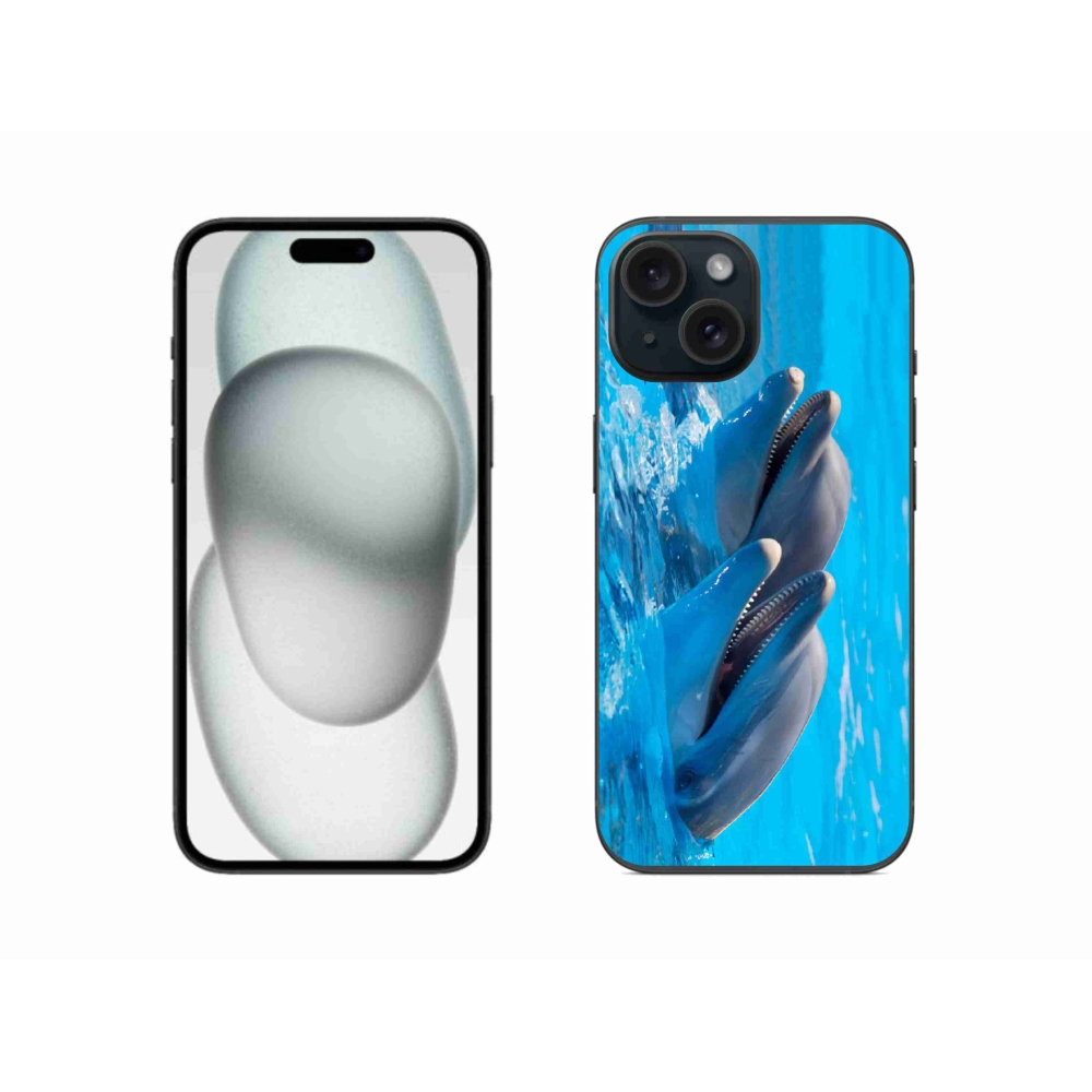 Gelový kryt mmCase na iPhone 15 - delfíni