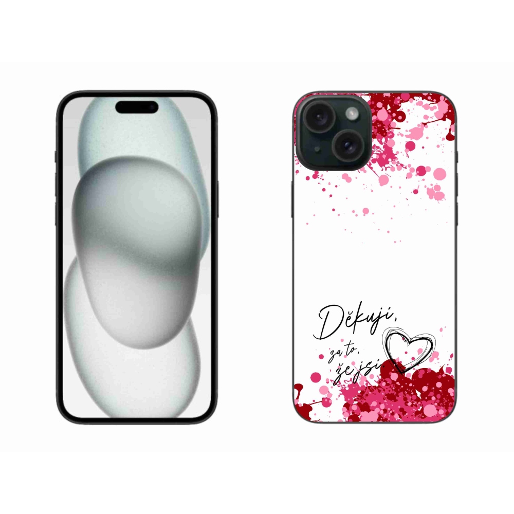 Gelový kryt mmCase na iPhone 15 Plus - zamilovaný text 2 bílé pozadí