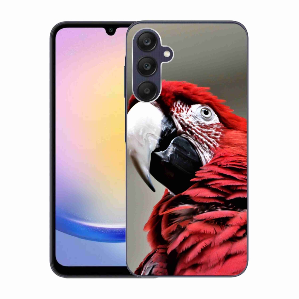 Gelový obal mmCase na Samsung Galaxy A25 5G - papoušek ara červený
