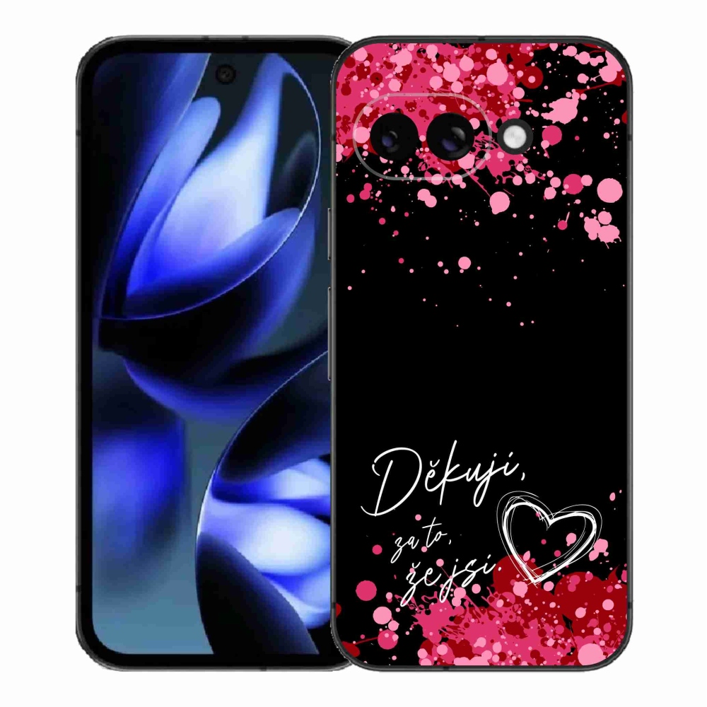 Gelový kryt mmCase na Google Pixel 9a - zamilovaný text 2 černé pozadí