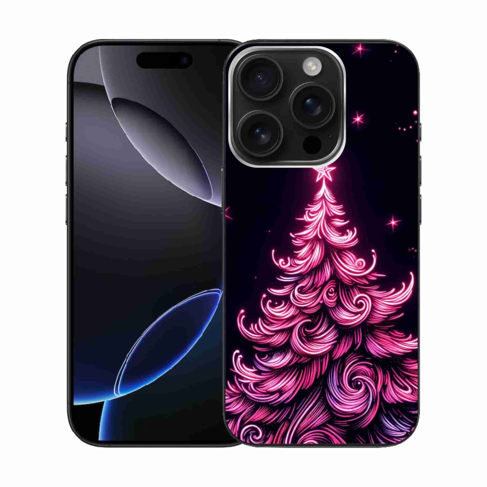 Gelový kryt mmCase na iPhone 16 Pro - neonový vánoční stromek 2