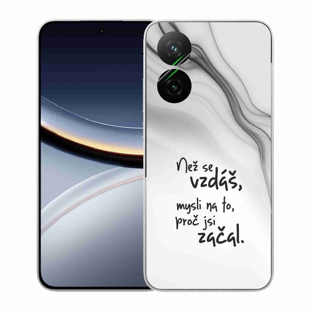 Gelový kryt mmCase na Xiaomi Poco F7 5G - citát 2 bílé pozadí