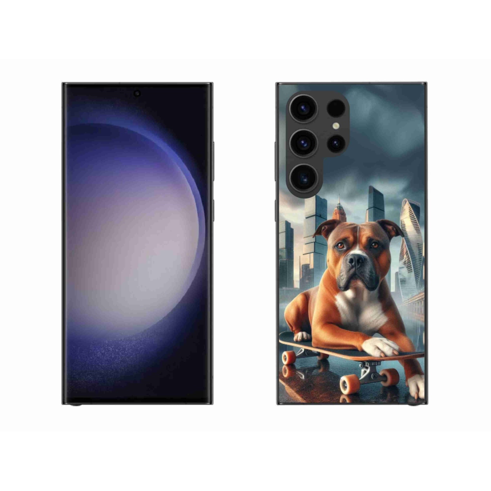 Gelový kryt mmCase na Samsung Galaxy S23 Ultra 5G - pes na skateboardu