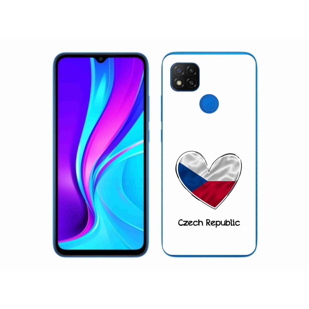 Gelový kryt mmCase na Xiaomi Redmi 9C - vlajka srdce bílé pozadí