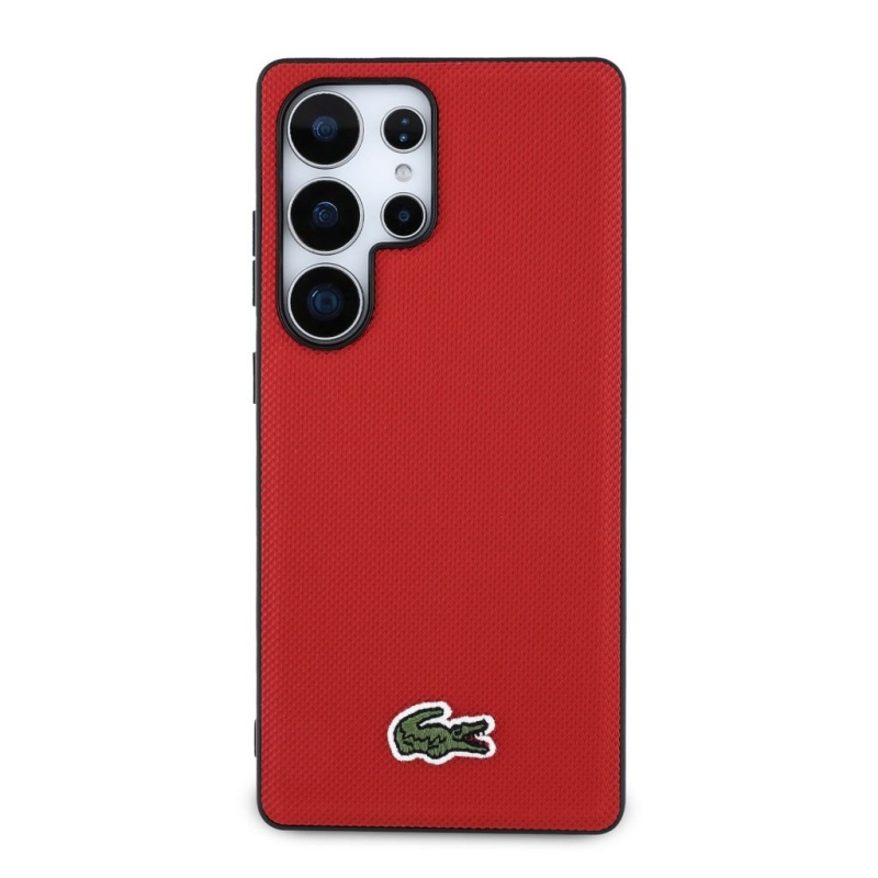 Lacoste Iconic Petit Pique Woven Logo MagSafe Zadní Kryt pro Samsung Galaxy S25 Ultra Red