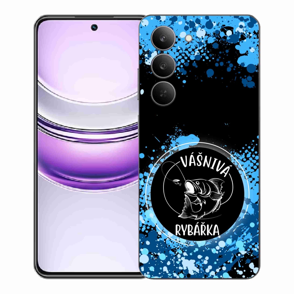 Gelový kryt mmCase na Realme 14x 5G - vášnivá rybářka černé pozadí
