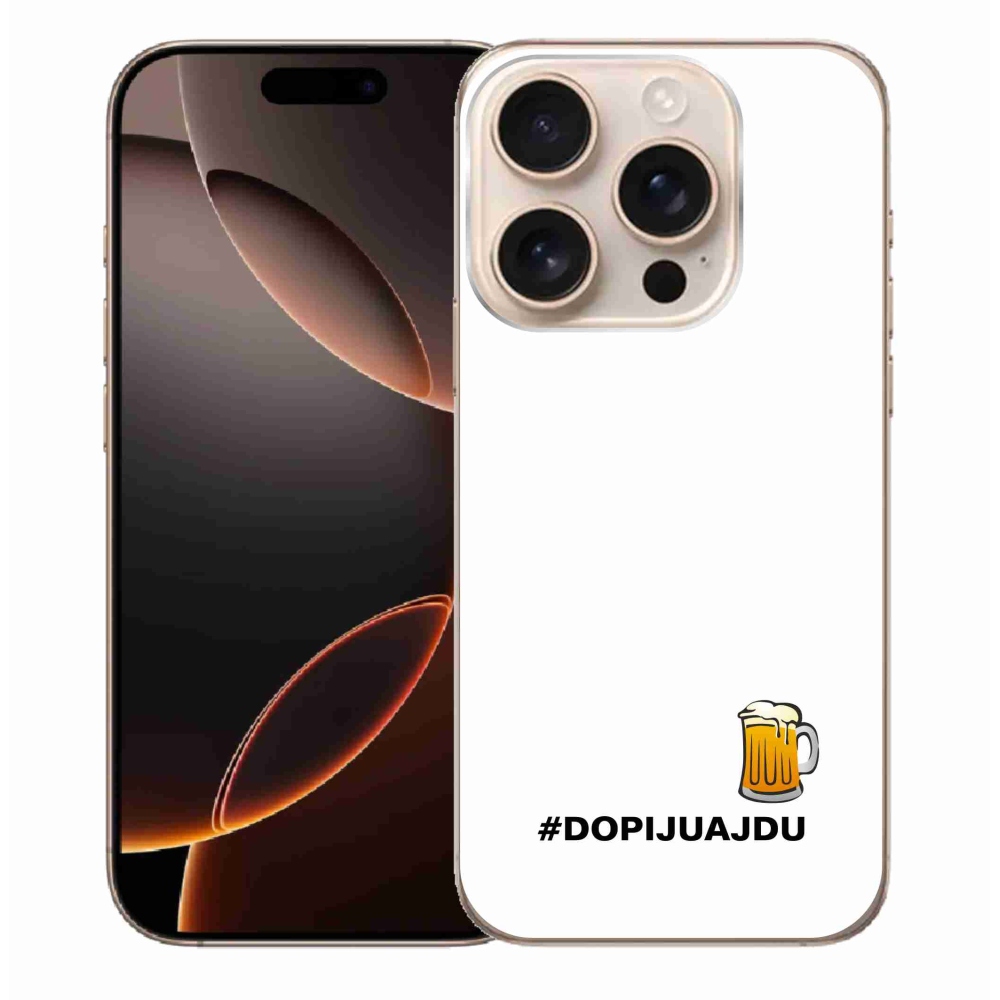Gelový kryt mmCase na iPhone 16 Pro Max - pivní motiv 1 bílé pozadí