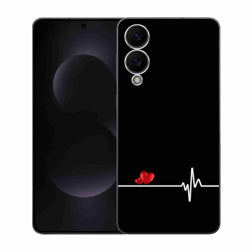 Gelový kryt mmCase na Samsung Galaxy S25 Edge - srdce a tep černé pozadí