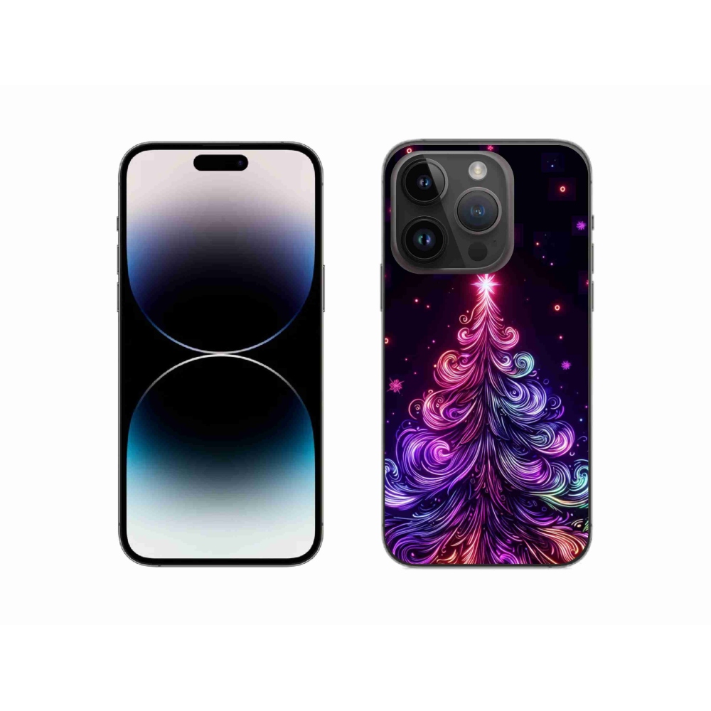 Gelový kryt mmCase na iPhone 14 Pro - neonový vánoční stromek 1