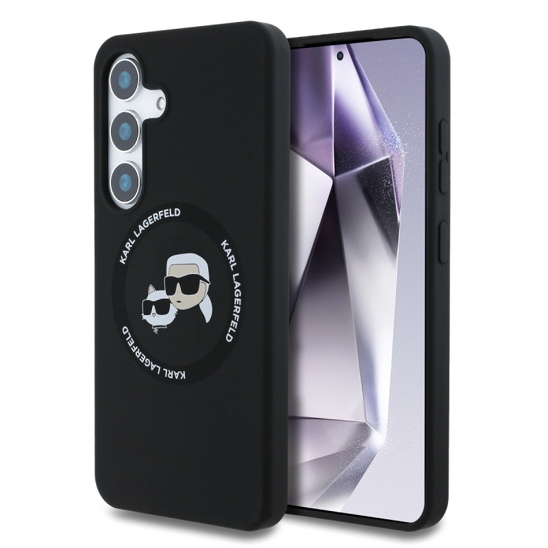 Karl Lagerfeld Liquid Silicone K&CH Heads MagSafe Zadní Kryt pro Samsung Galaxy S25+ Black