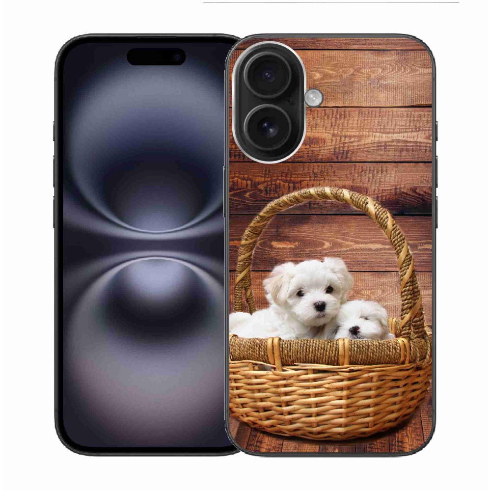 Gelový kryt mmCase na iPhone 16 - štěňátka