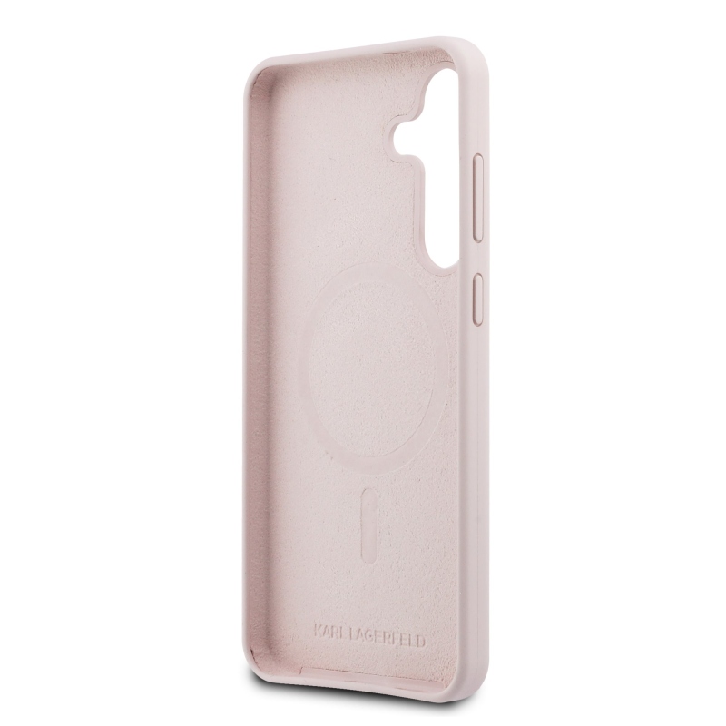 Karl Lagerfeld Liquid Silicone K&CH Heads MagSafe Zadní Kryt pro Samsung Galaxy S25 FE Pink