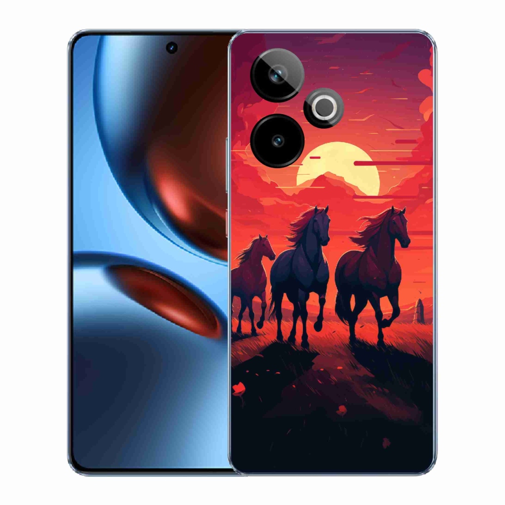 Gelový kryt mmCase na Realme GT 7 5G/GT 7T 5G - koně a západ slunce