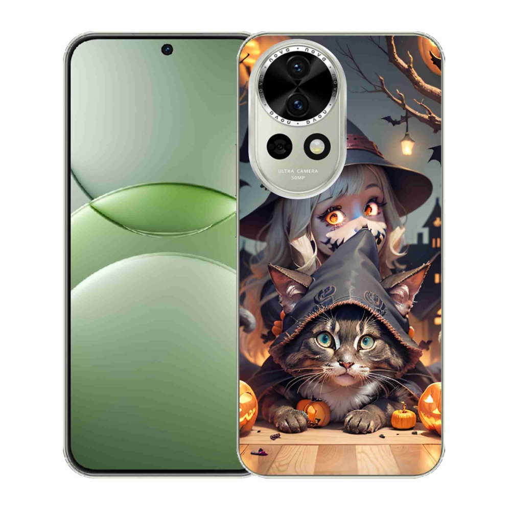 Gelový kryt mmCase na Huawei Nova 13 5G - čarodějnice s kočkou