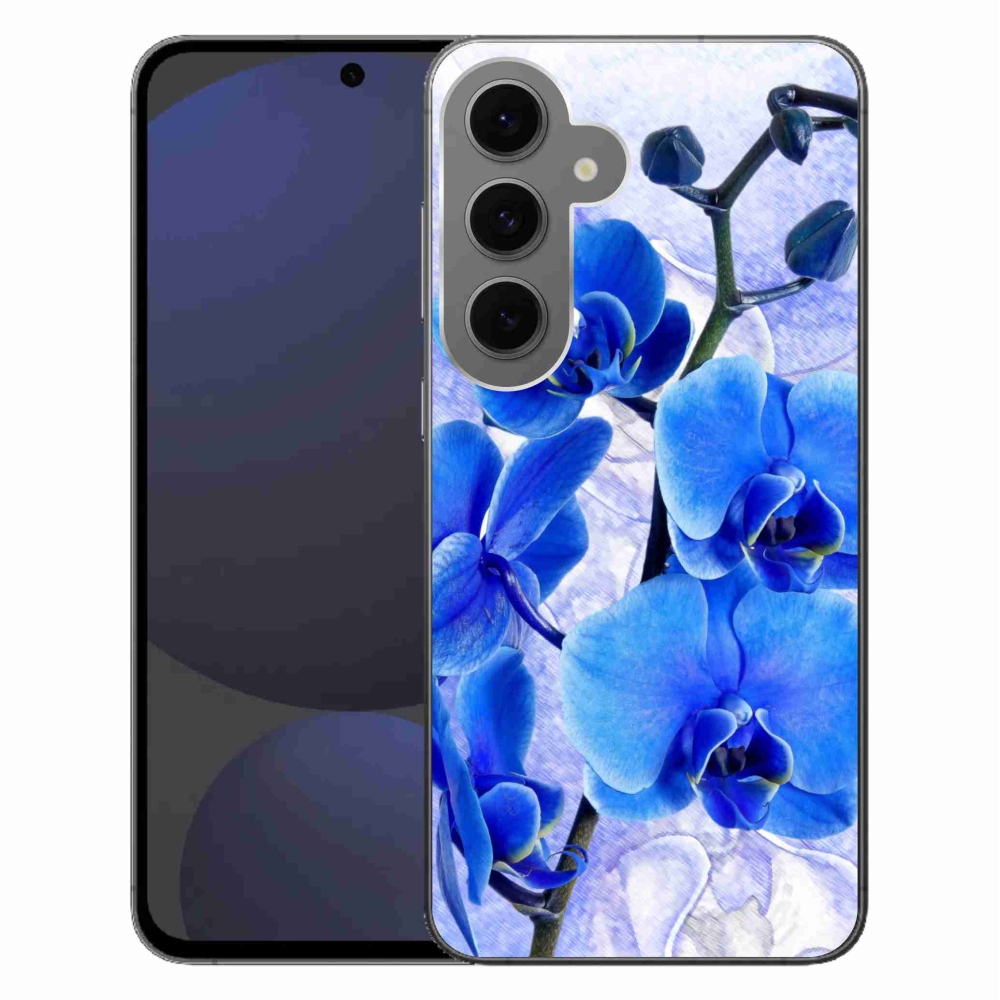 Gelový kryt mmCase na Samsung Galaxy S24 FE - modré květy