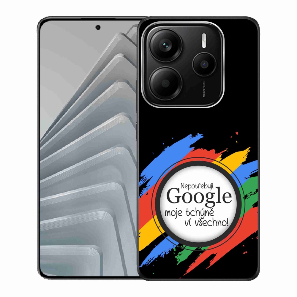 Gelový kryt mmCase na Xiaomi Redmi Note 14 5G - tchýně ví všechno černé pozadí
