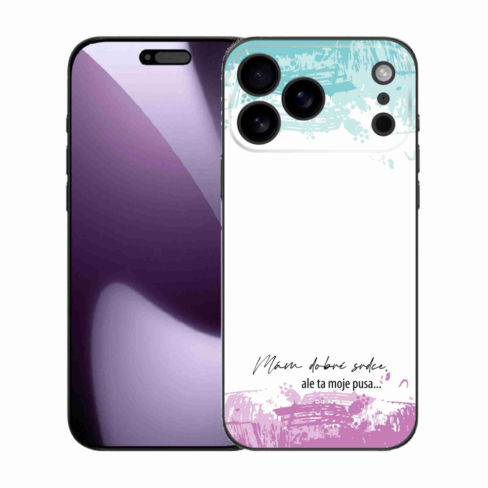 Gelový kryt mmCase na iPhone 17 Pro Max - vtipný text 3 bílé pozadí