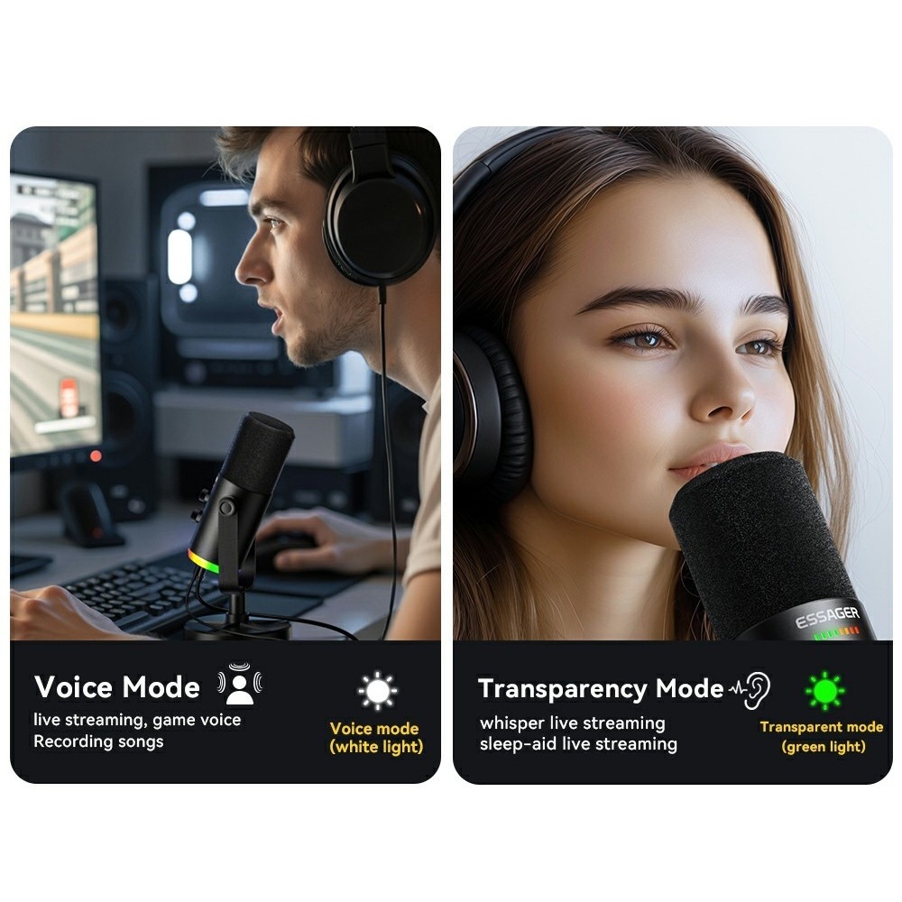 Essager stolní mikrofon XLR USB-C 3,5 mm s DSP redukcí šumu