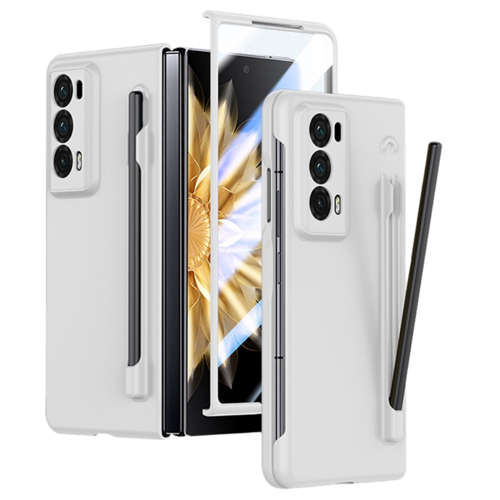 Case plastový obal s ochranným sklem na displej + stylus na Honor Magic V2 - bílý