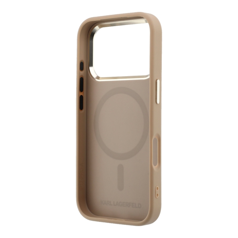 Karl Lagerfeld PU Perforated Monogram MagSafe Zadní Kryt pro iPhone 17 Pro Beige