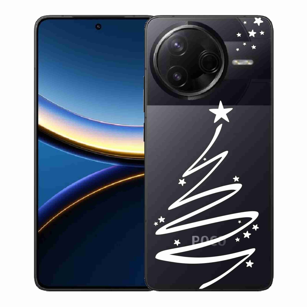Gelový kryt mmCase na Xiaomi Poco F7 Pro - bílý stromeček na průhledném pozadí
